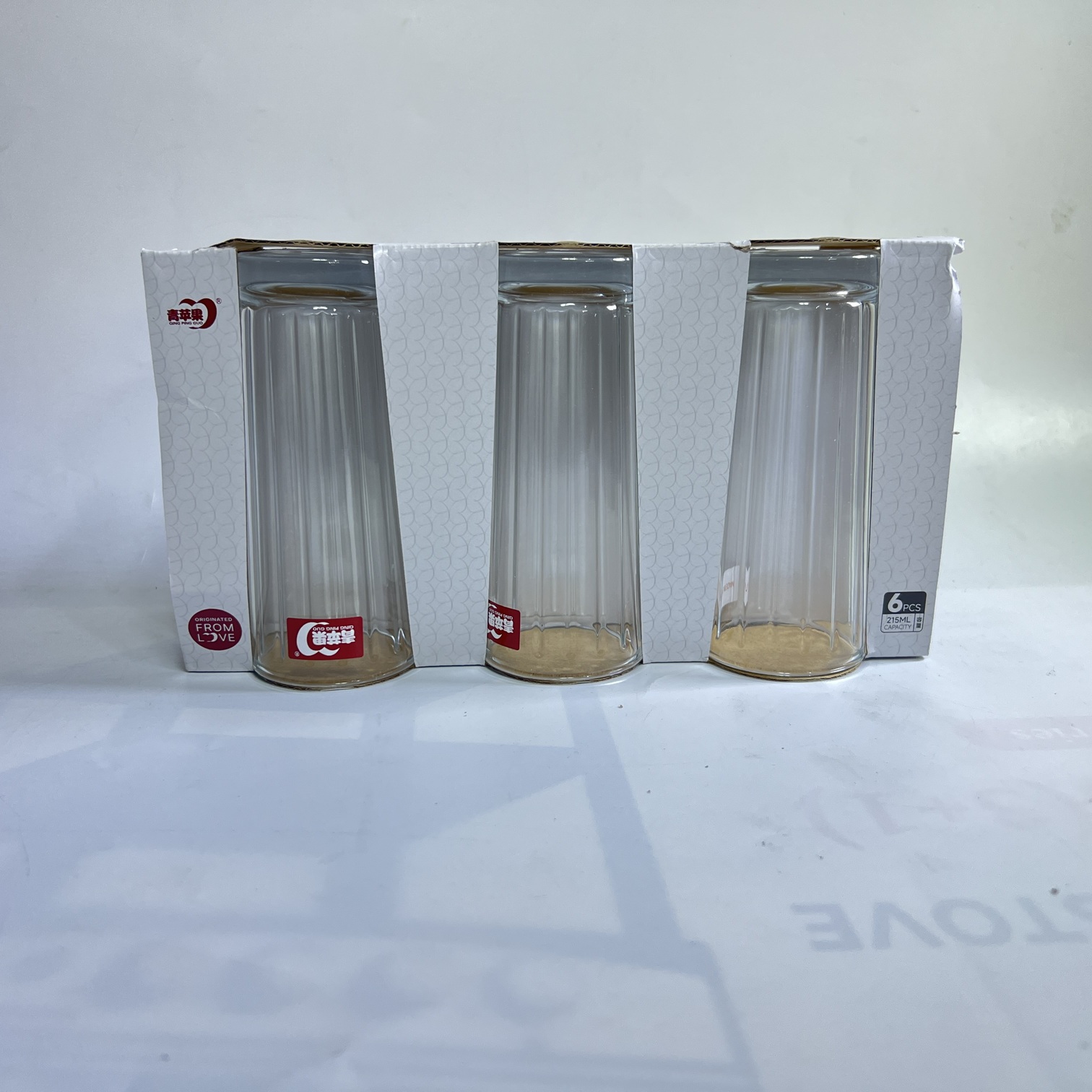 Image of Qing Ping Guo Ribbed Tall Glass Set (60138Z)