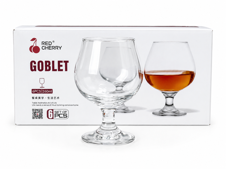 Image of Red Cherry Goblet Glass 6-piece set – 260ml-(G3704)