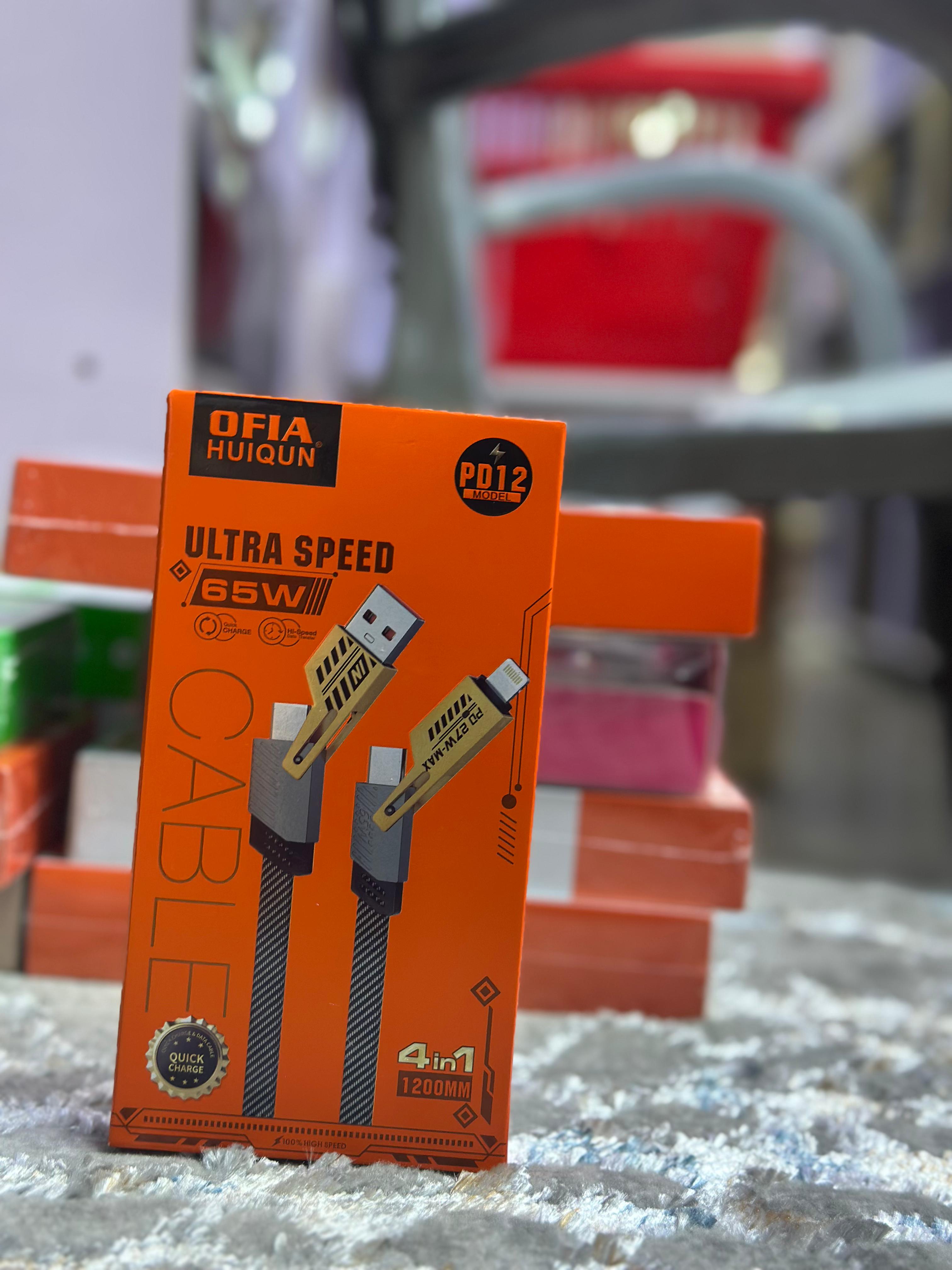 Image of OFIA HUIQUN PD12 65W Fast Charging Cable – 4 in 1 USB Charging Cable