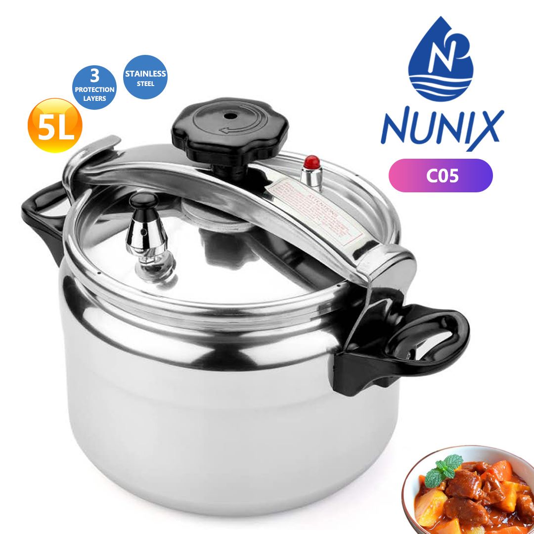 Image of NUNIX C07 7L Stainless Steel Pressure Cooker with 3-Layer Protection, Explosion-Proof Design, Secure