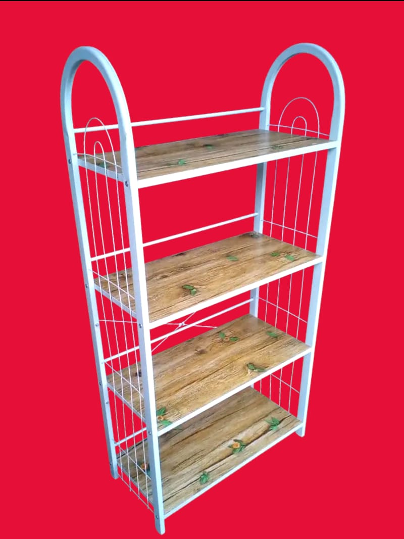 Image of shoe racks (both 5-tier designs with dimensions around 630mm width x 300mm depth x 1450mm height,