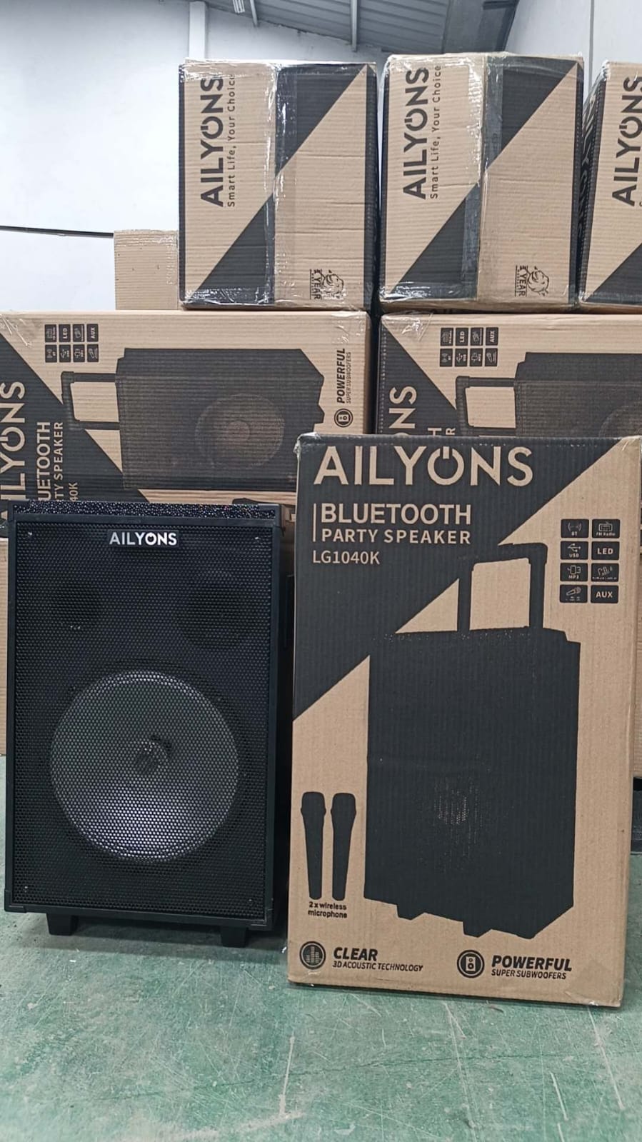 Image of 10"12"15" AILYONS LG1040K Portable Bluetooth Party Speaker with Dual Wireless Microphones, LED Light