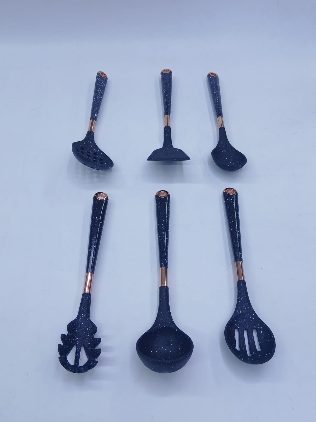 Image of SIL- 7-piece black granite silicone cooking utensil set