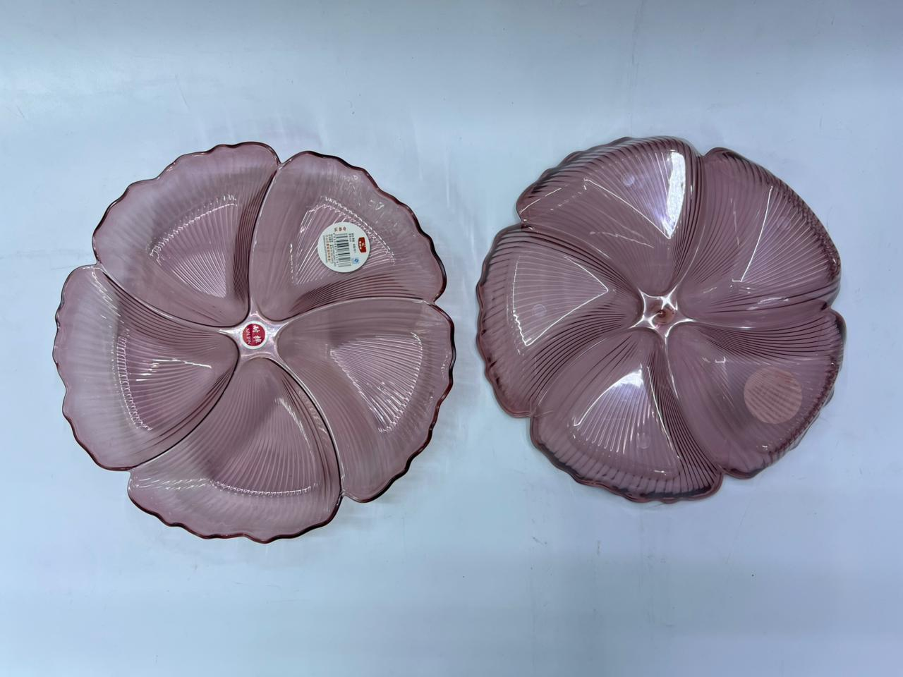 Image of Acrylic Fruit Plate XYC-318 (6pcs) - Mauve Floral Design