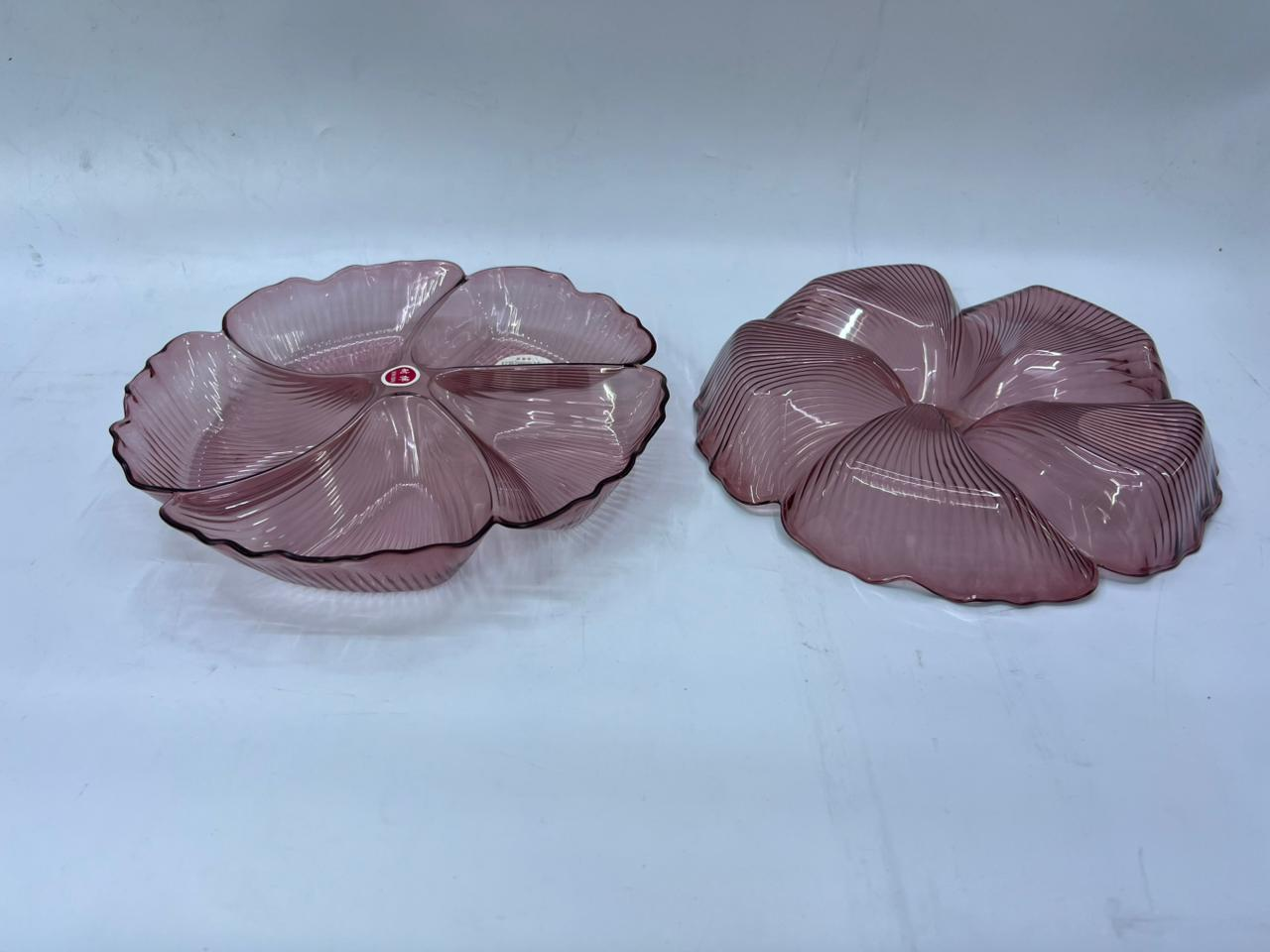 Image of Acrylic Fruit Plate XYC-318 (6pcs) - Mauve Floral Design