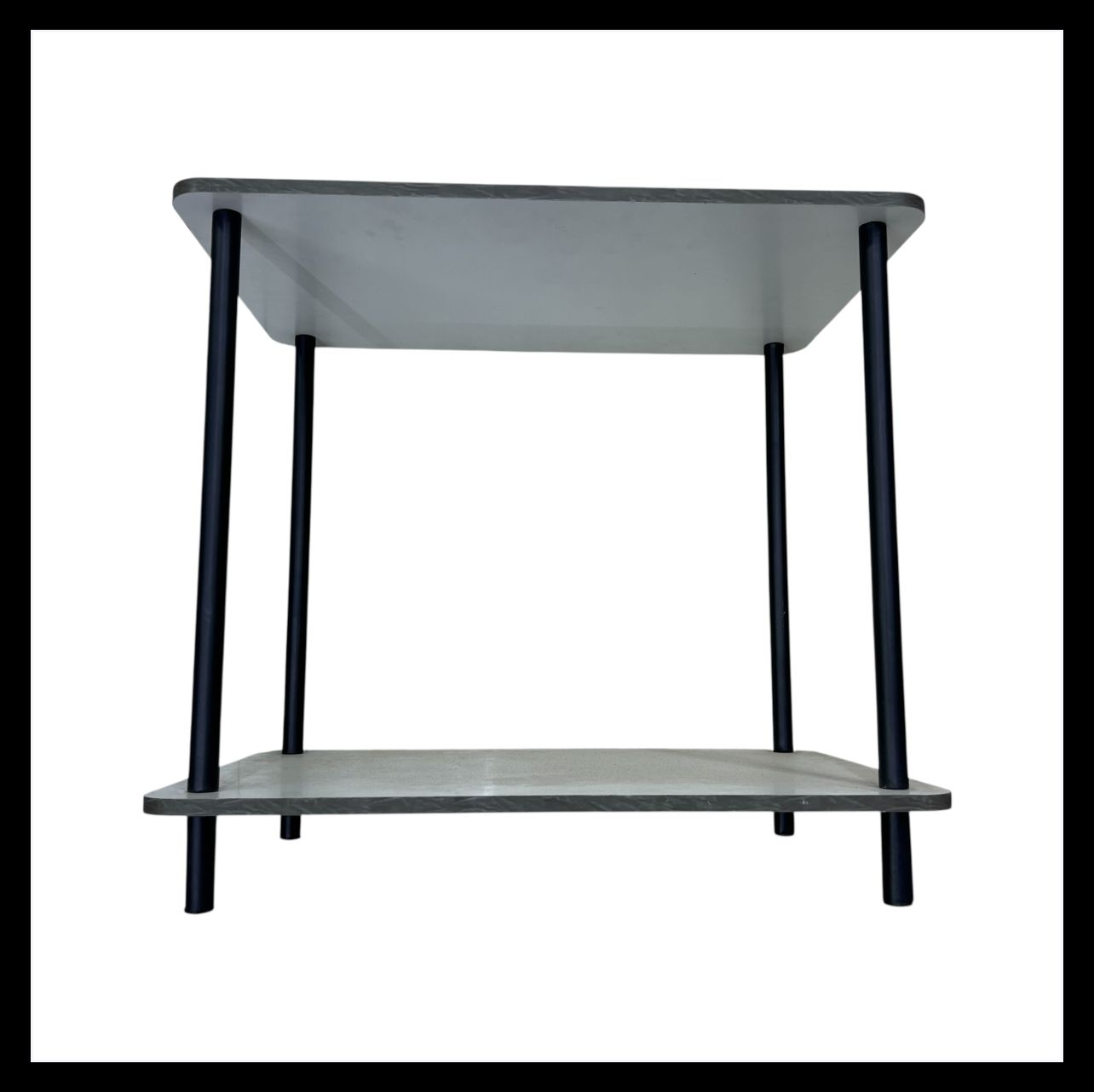 Image of Modern Two-Tier Faux Marble End Table