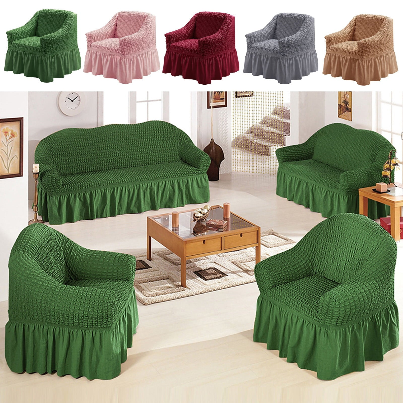 Image of 5 Seater Stretch Sofa Covers/seat cover  Set (3+1+1)