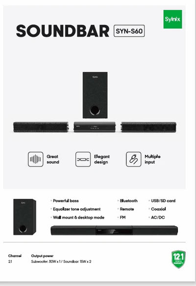 Image of Syinix Soundbar System-(SYN-S60)