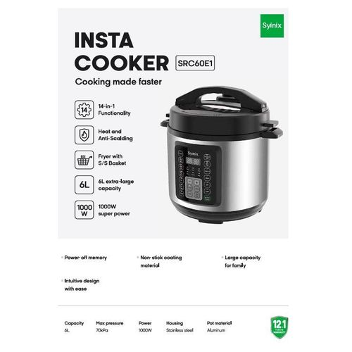 Image of Syinix Electric Pressure Cooker 14-in-1 Multi-Function – 1000W Smart Cooker