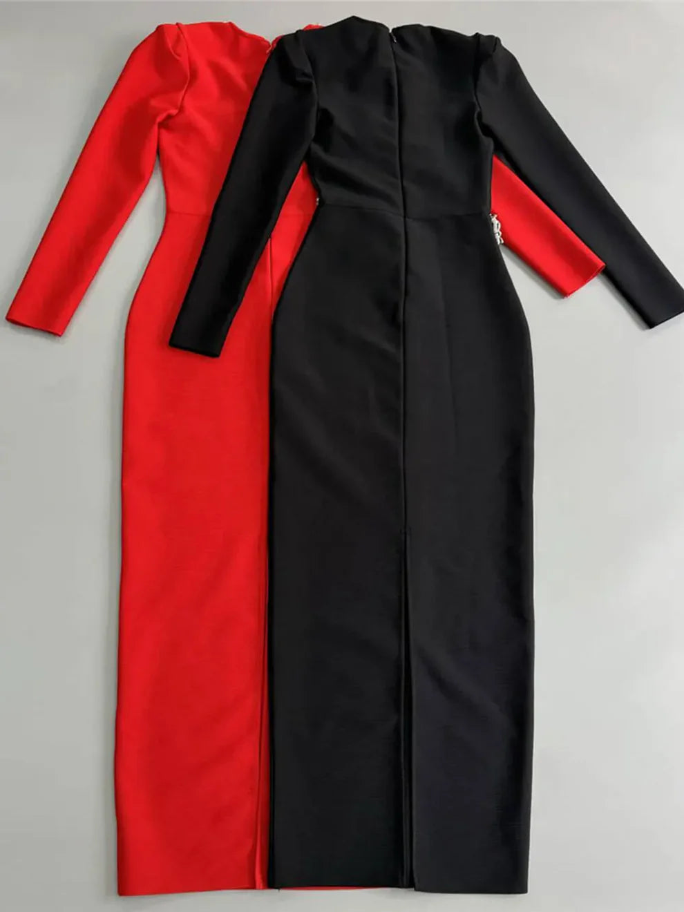 Image of 574 Pearl-Embellished Cold-Shoulder Gown