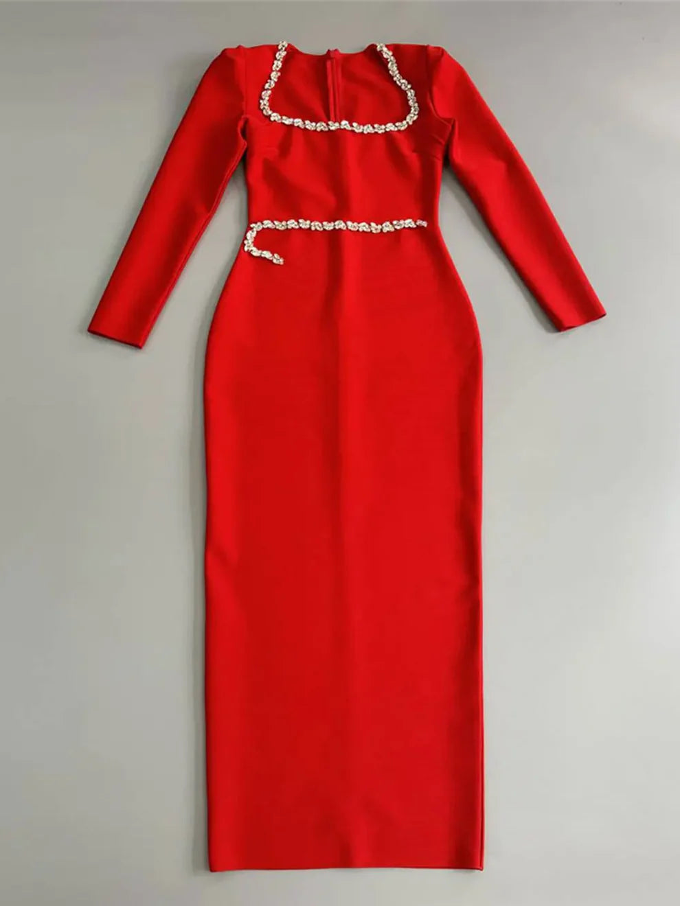 Image of 574 Pearl-Embellished Cold-Shoulder Gown