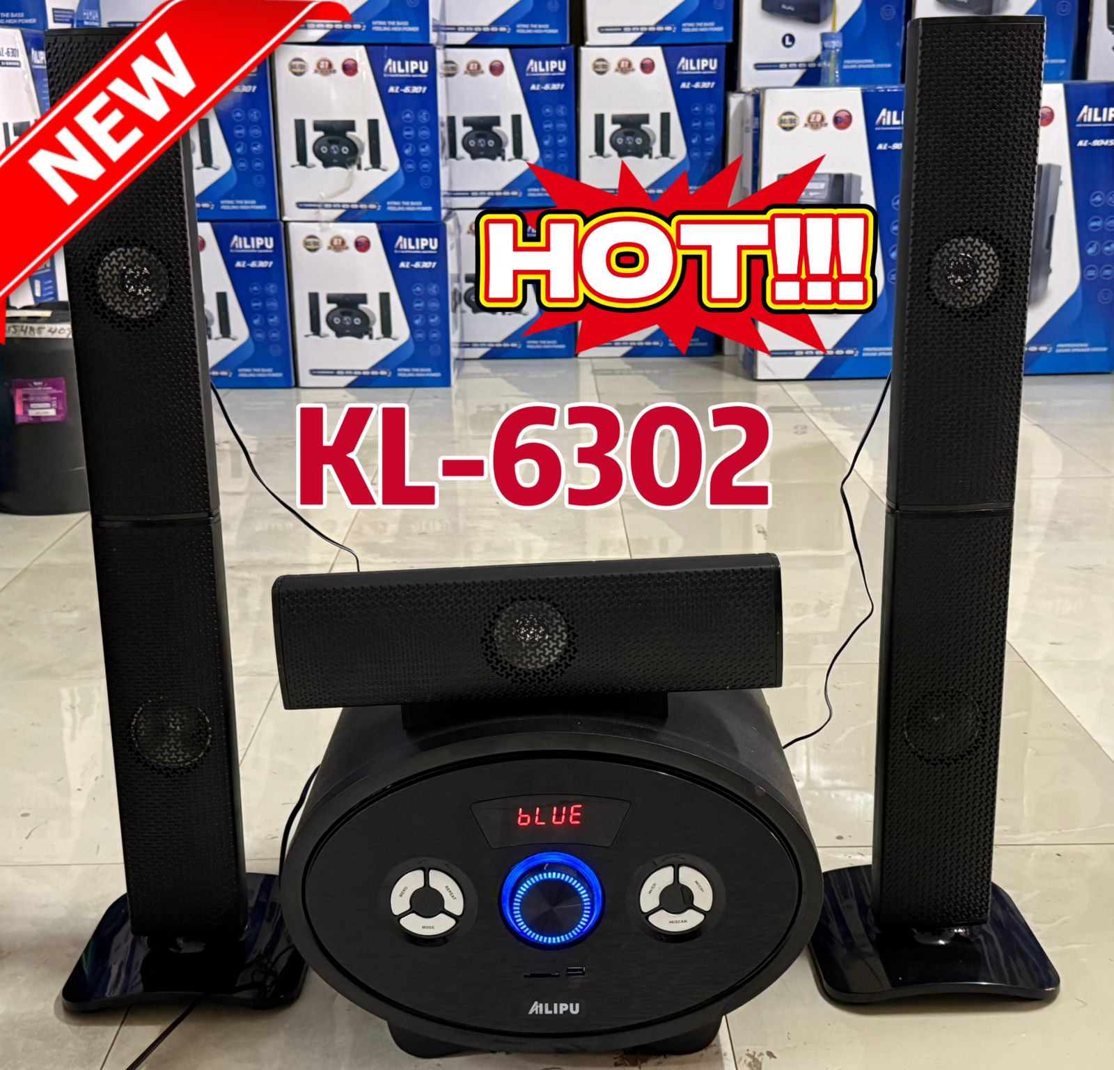 Image of AILIPU KL-8501 5.1CH Tallboy Home Theater System with 8" Subwoofer, Bluetooth, USB/SD/FM/AUX, LED Di