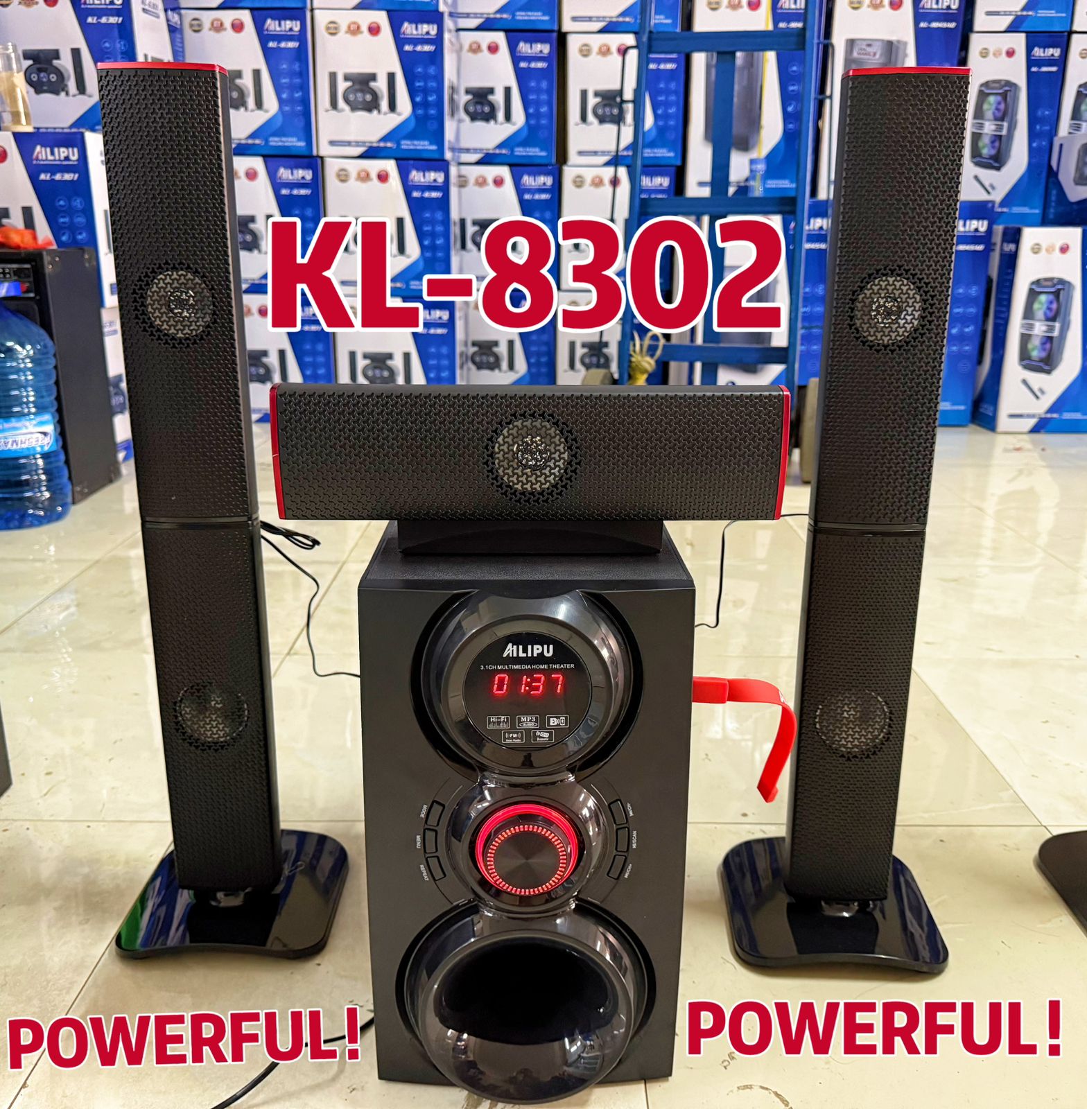 Image of AILIPU KL-8501 5.1CH Tallboy Home Theater System with 8" Subwoofer, Bluetooth, USB/SD/FM/AUX, LED Di