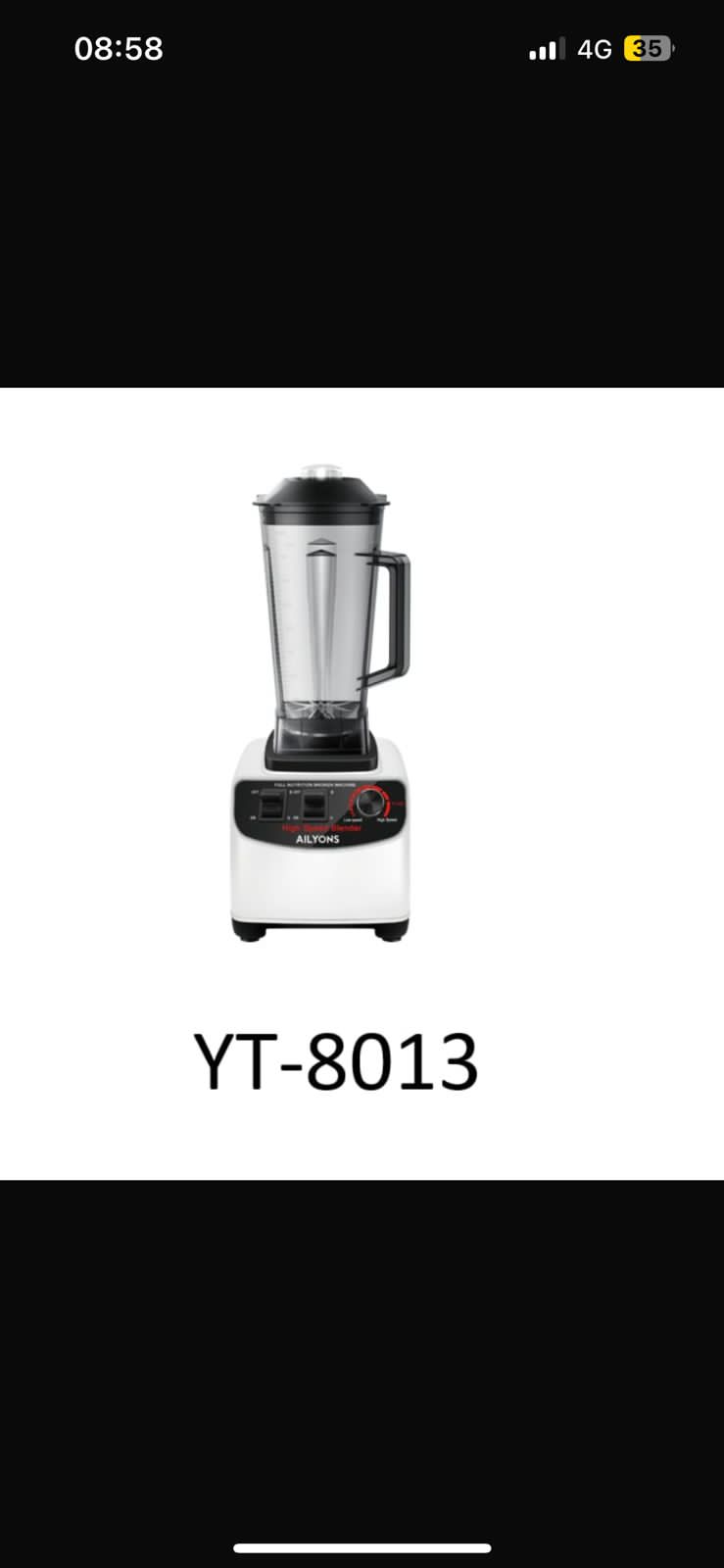 Image of AILYONS YT-8009 2.0L High-Speed 2-in-1 Blender with Grinder, 2000W Powerful Copper Motor, Stainless