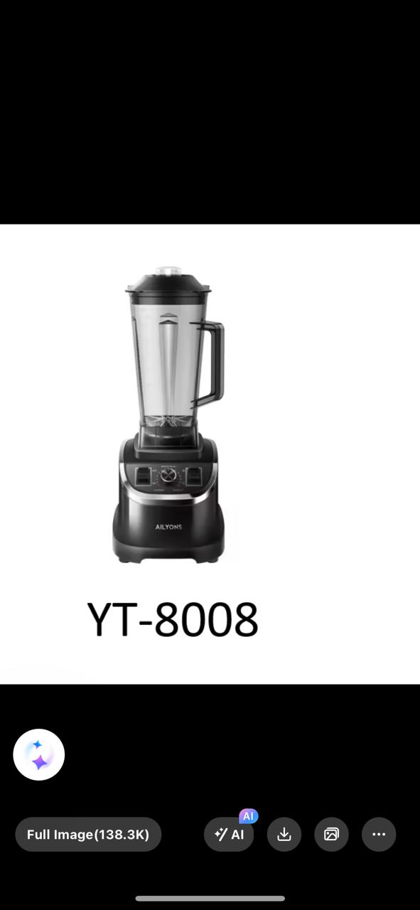 Image of AILYONS YT-8009 2.0L High-Speed 2-in-1 Blender with Grinder, 2000W Powerful Copper Motor, Stainless