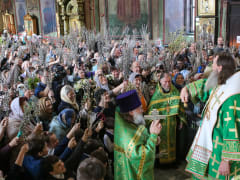 Митрополит Даниил в праздник Входа Господня в Иерусалим освятил вербы в Александро-Невском соборе