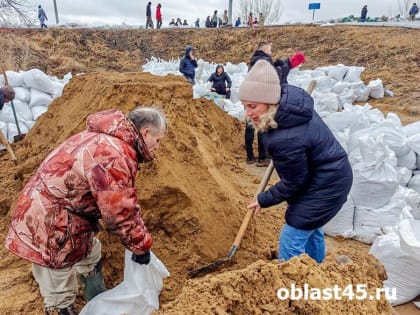 Депутаты и аппарат Курганской областной думы помогают укреплять дамбу