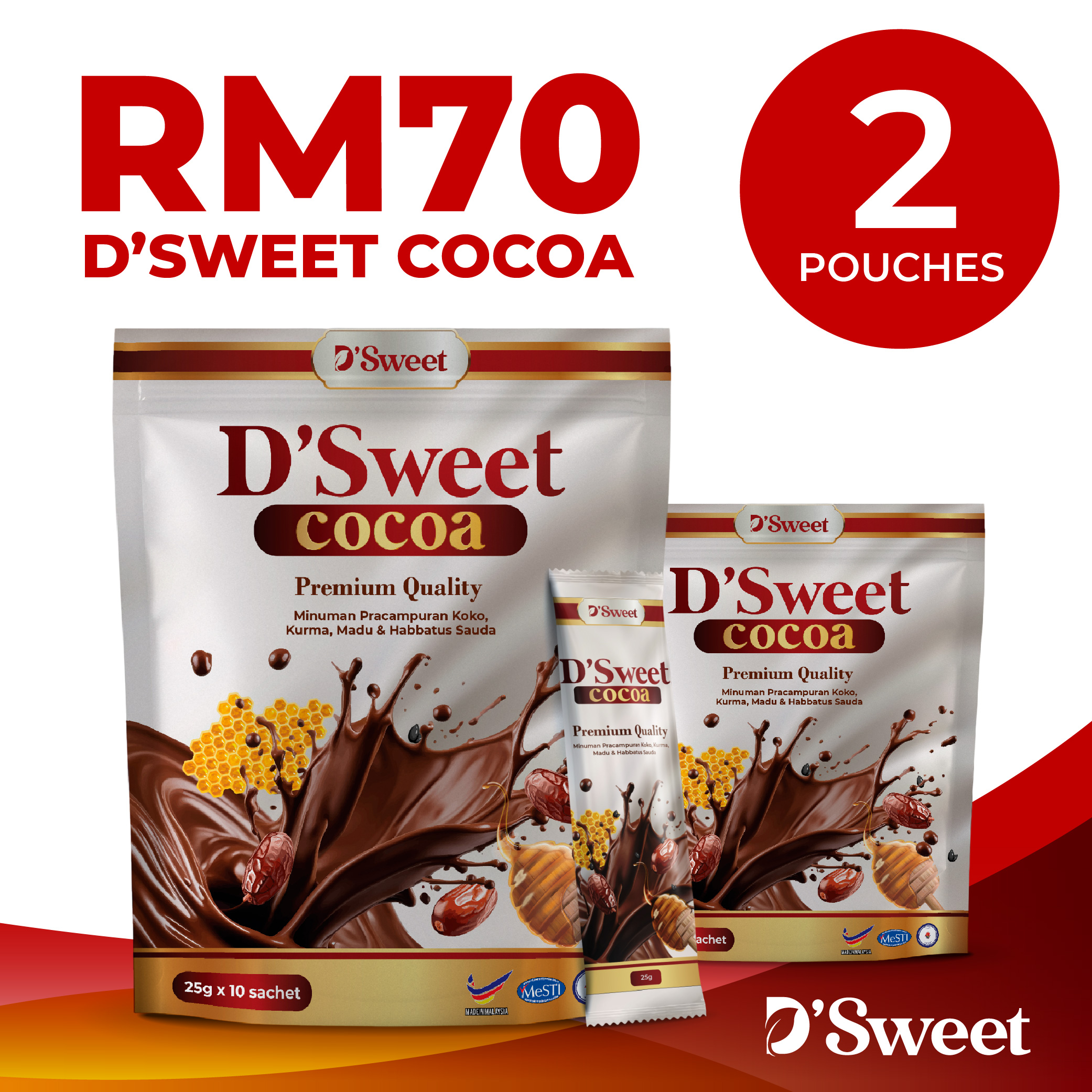 Set RM70 - 2 pouch D'Sweet Cocoa