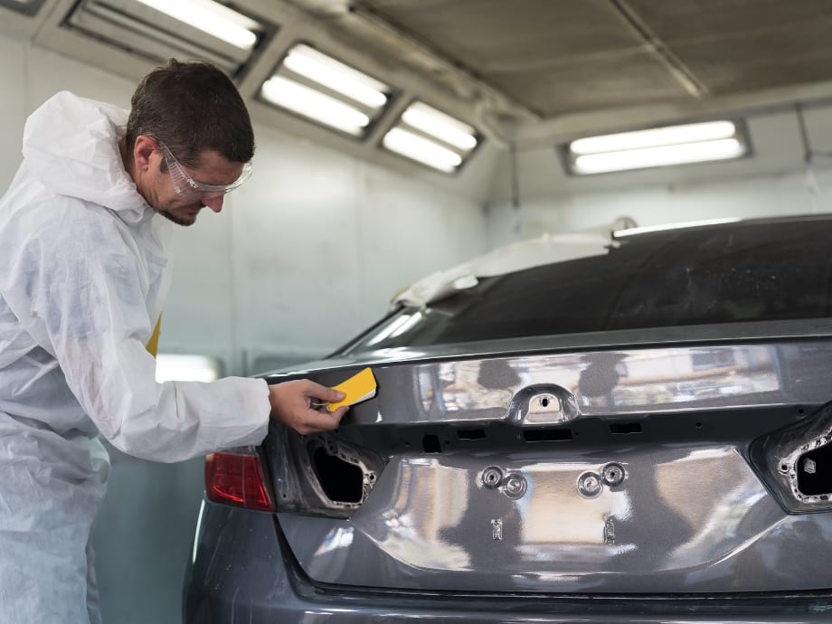 Body repair work on a vehicle at All Access Automotive