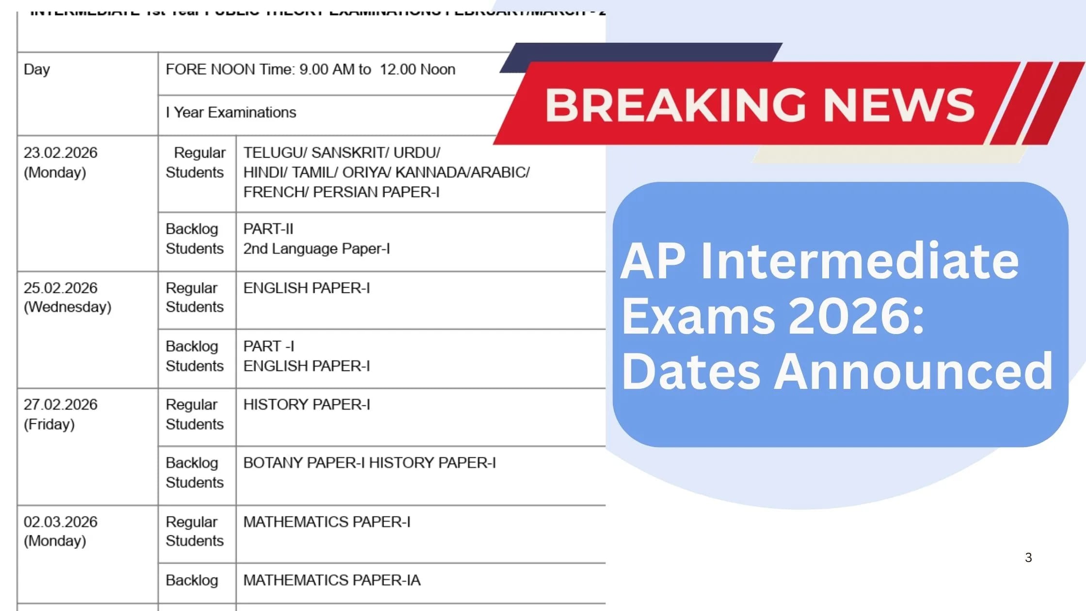 AP Intermediate Exams 2026 Released: Here Schedule for 1st and 2nd Year 