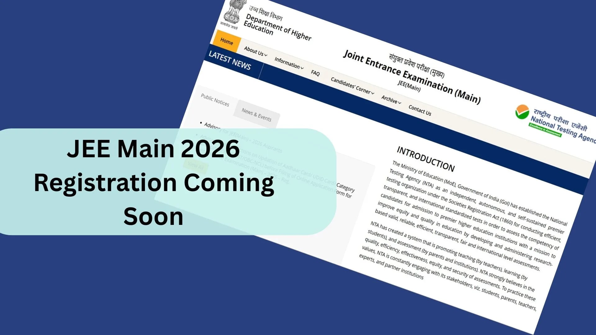 JEE Main 2026 Registration Coming Soon — Check Details