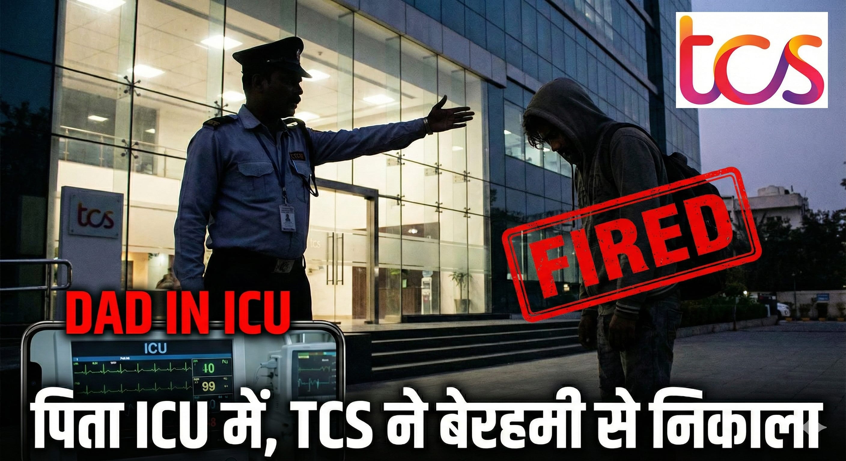 TCS की बेरहमी: पिता ICU में, बेटा सड़क पर।