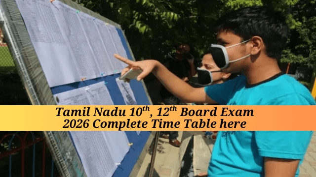 Tamil Nadu SSLC, Plus Two Time Table 2026 Released – Check 10th & 12th Exam Schedule
