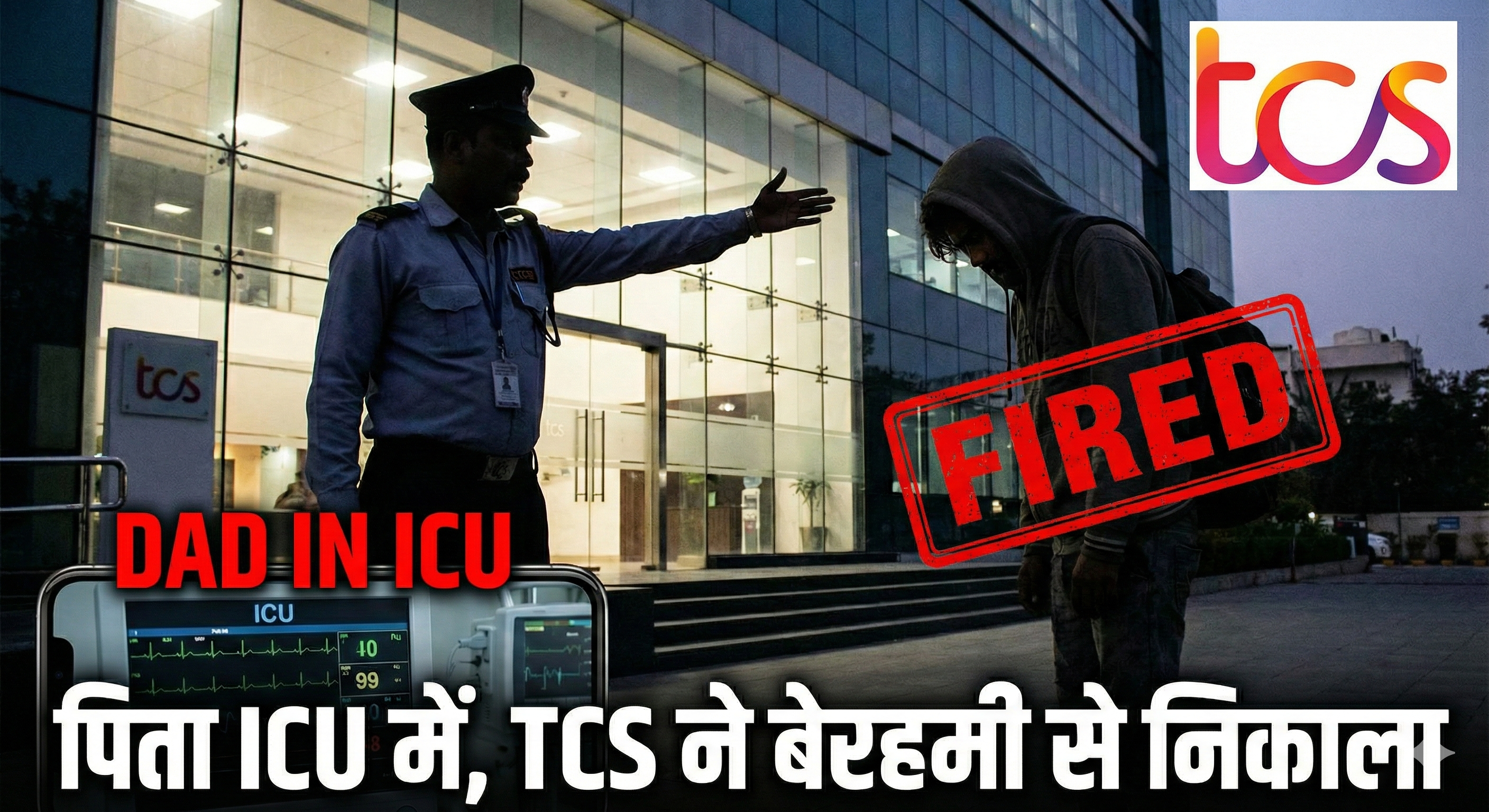 TCS की बेरहमी: पिता ICU में, बेटा सड़क पर।