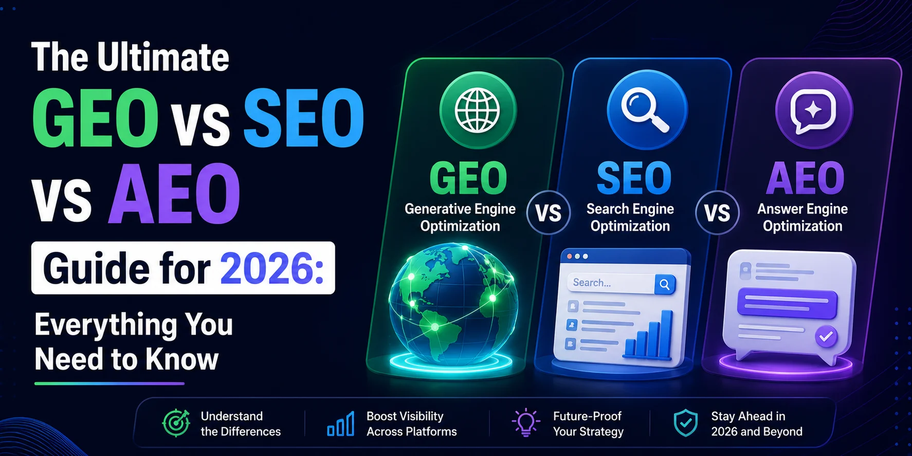 The Ultimate GEO vs SEO vs AEO Guide for 2026: Everything You Need to Know