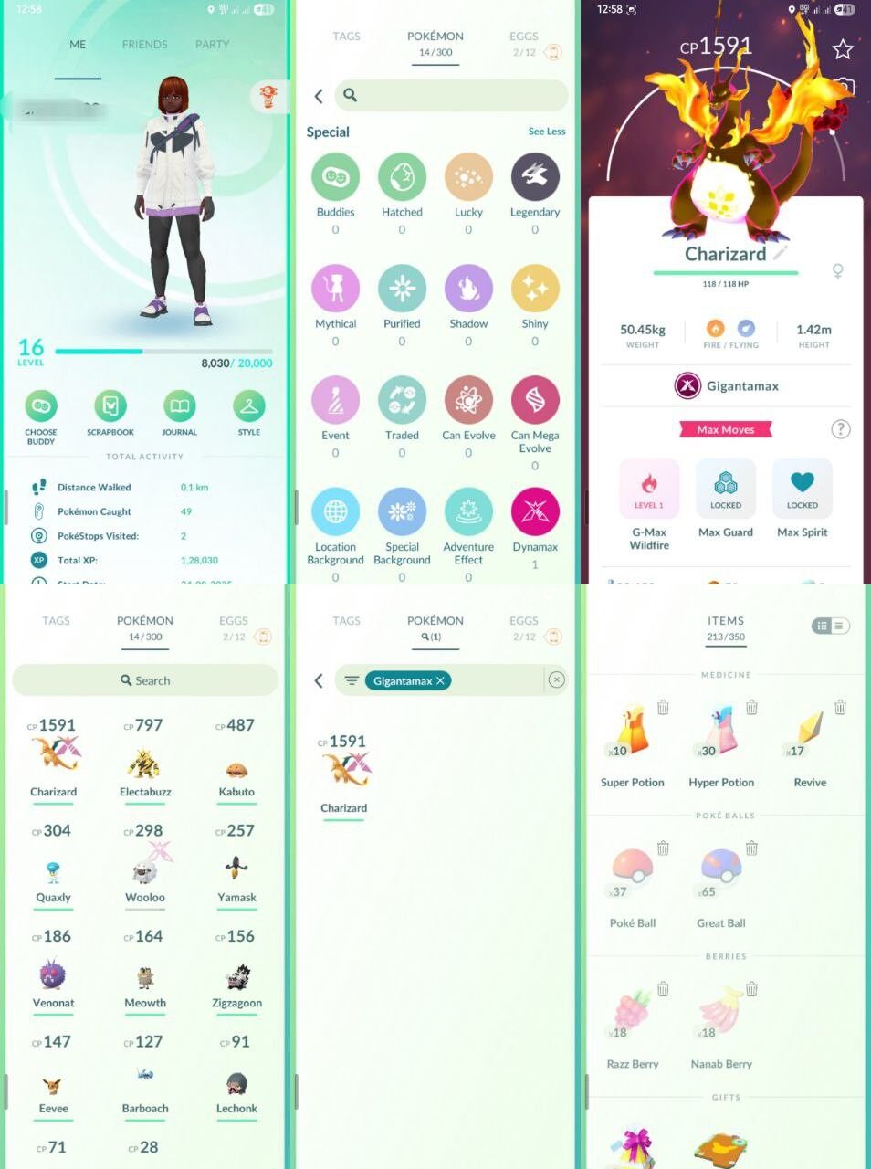 NON-SHINY GIGANTAMAX CHARIZARD (TRADABLE) 16 NO TEAM