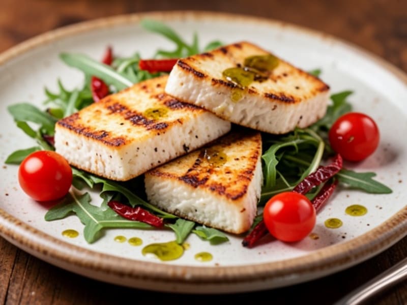 Crispy Halloumi and Roasted Pepper Salad