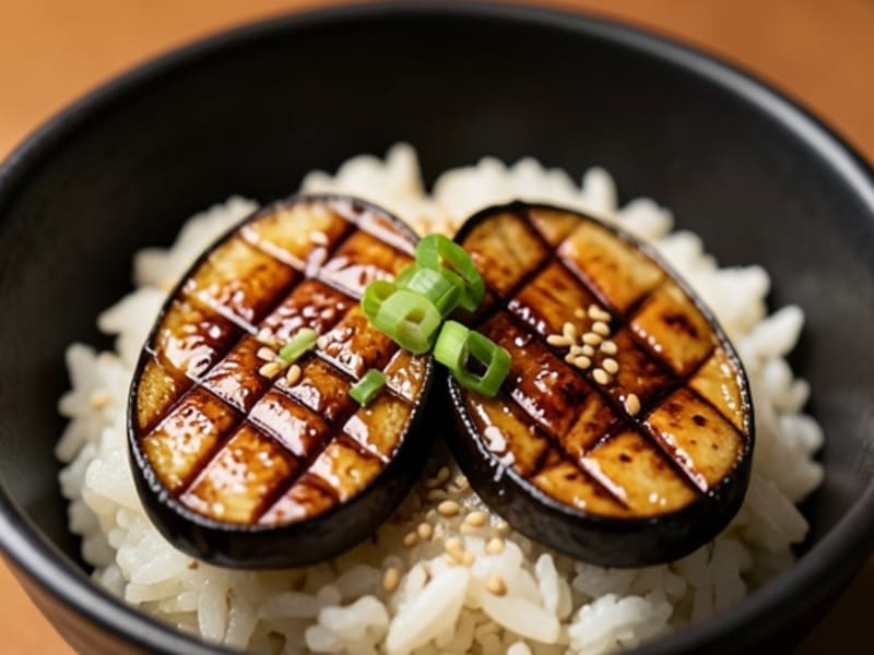 Miso-Glazed Eggplant Donburi