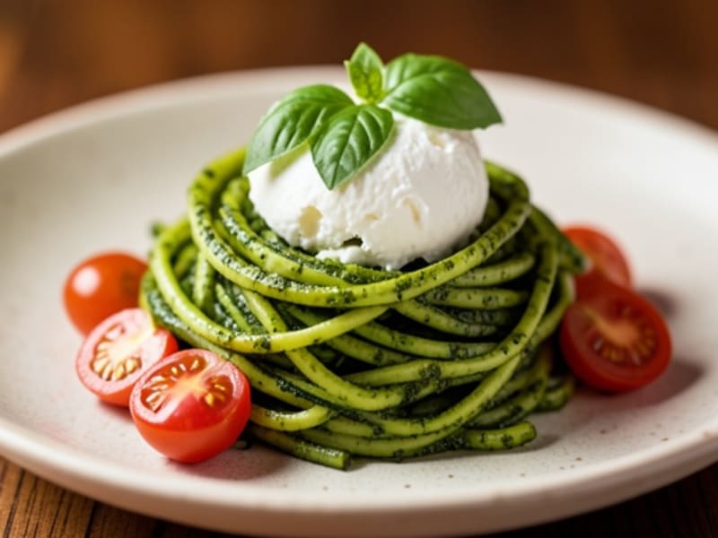 Zucchini Noodle Pesto with Burrata