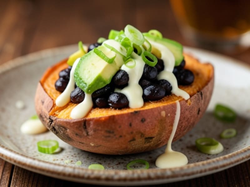 Loaded Sweet Potato with Black Beans