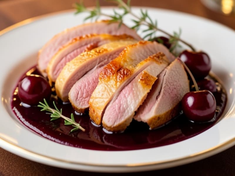 Pan-Seared Duck Breast with Cherry Port Sauce