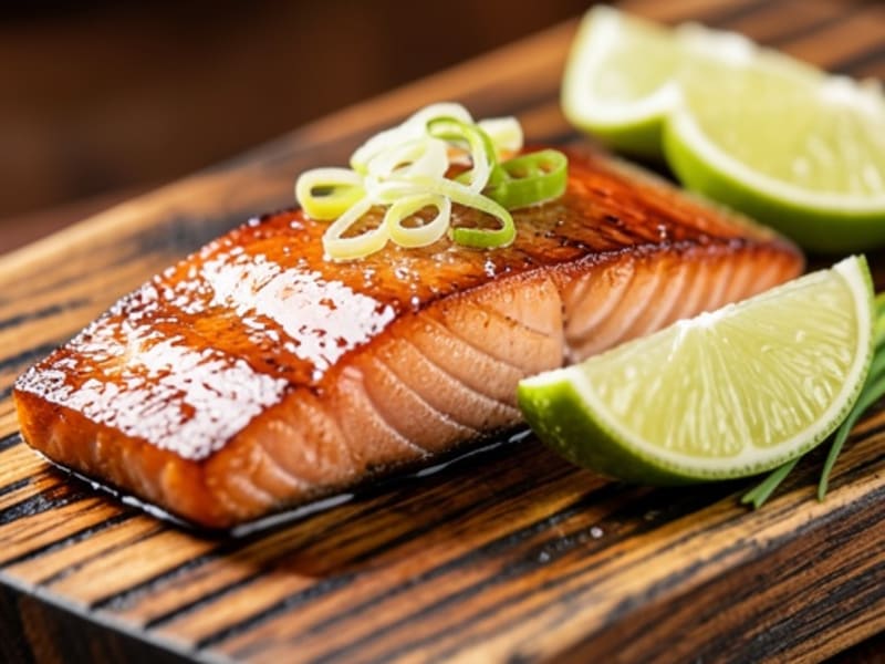 Cedar-Plank Miso Salmon with Charred Scallion