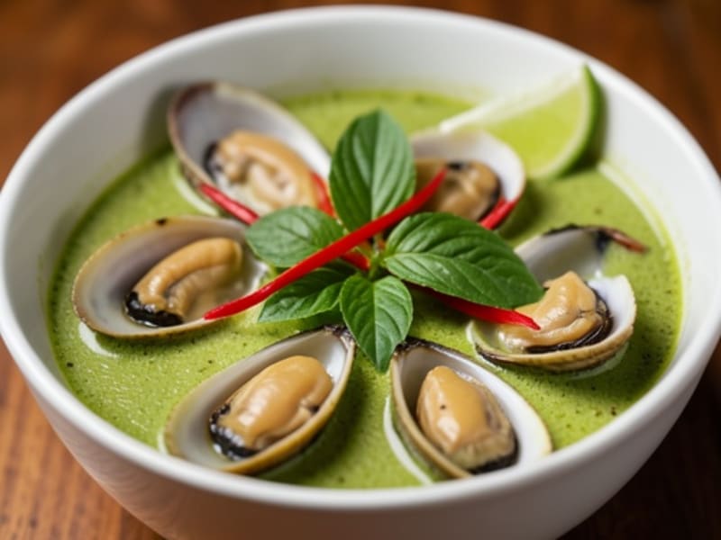 Thai Green Curry Mussels in Coconut Broth