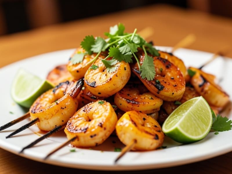 Peruvian Aji Amarillo Grilled Shrimp Skewers