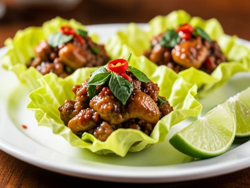 Thai Basil Chicken Lettuce Cups