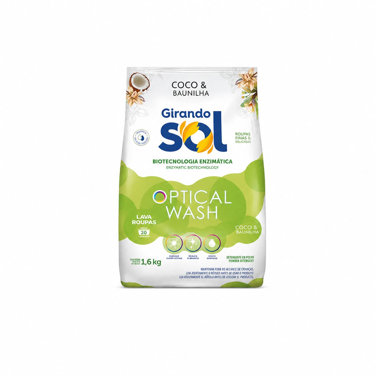 Lava Roupas em Pó Coco e Baunilha 1,6kg