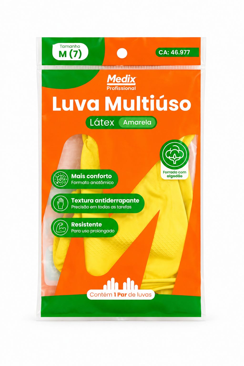 Luva de Limpeza Amarela M