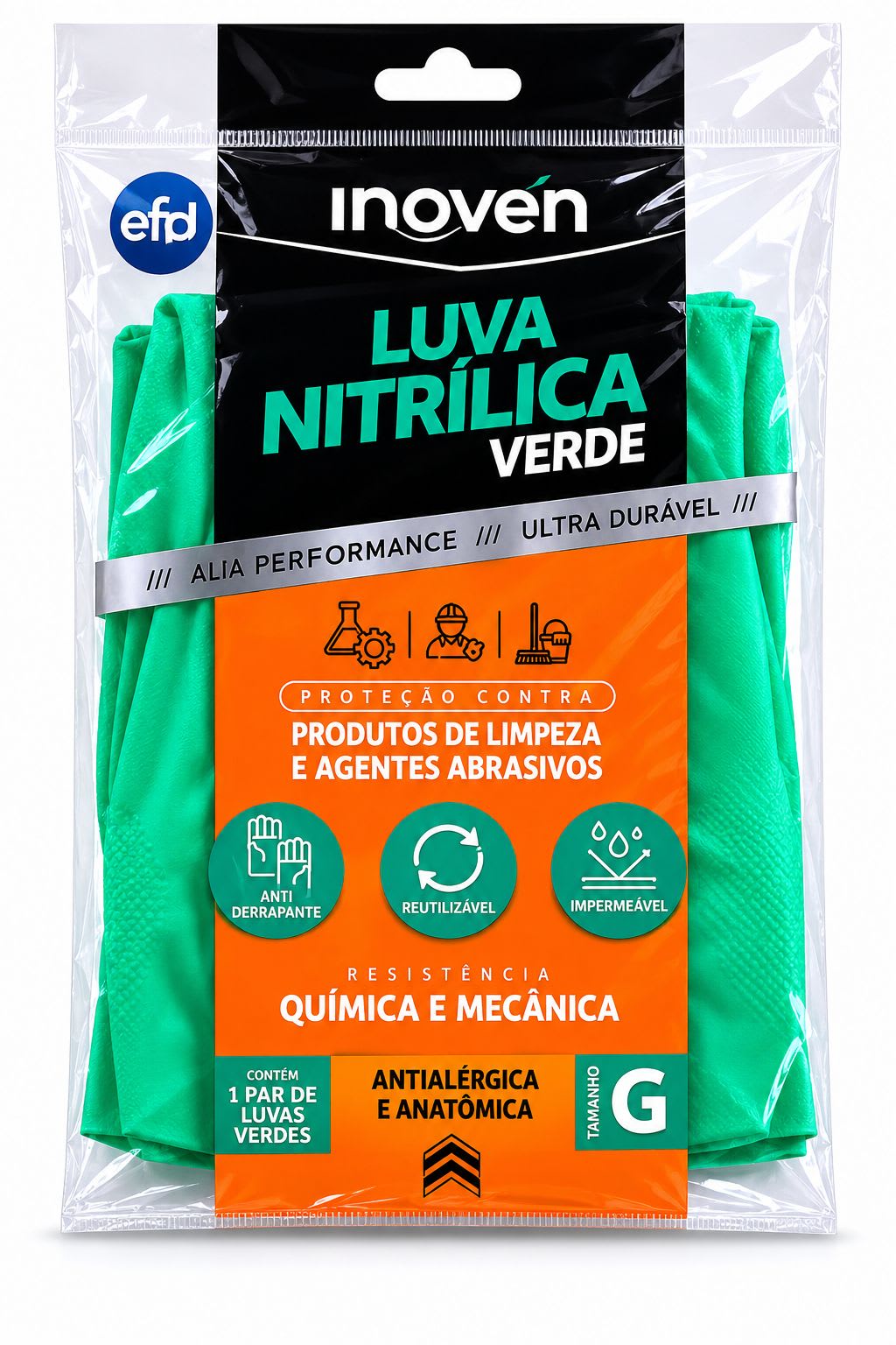 Luva Nitrílica Verde G