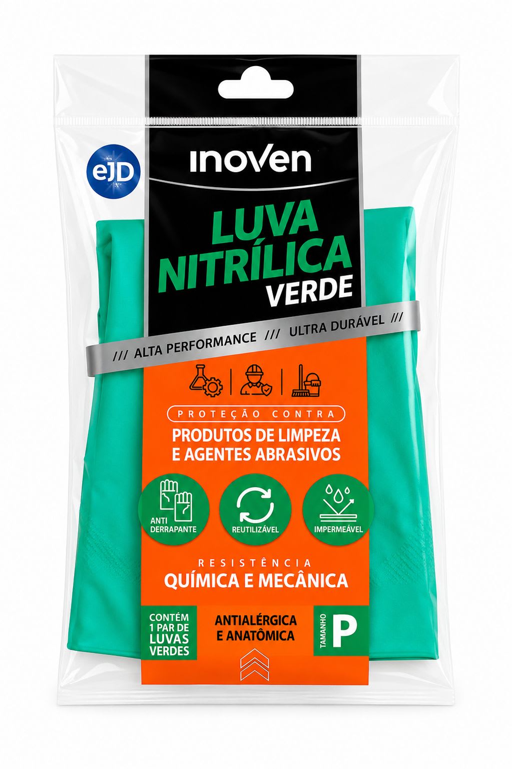 Luva Nitrílica Verde P