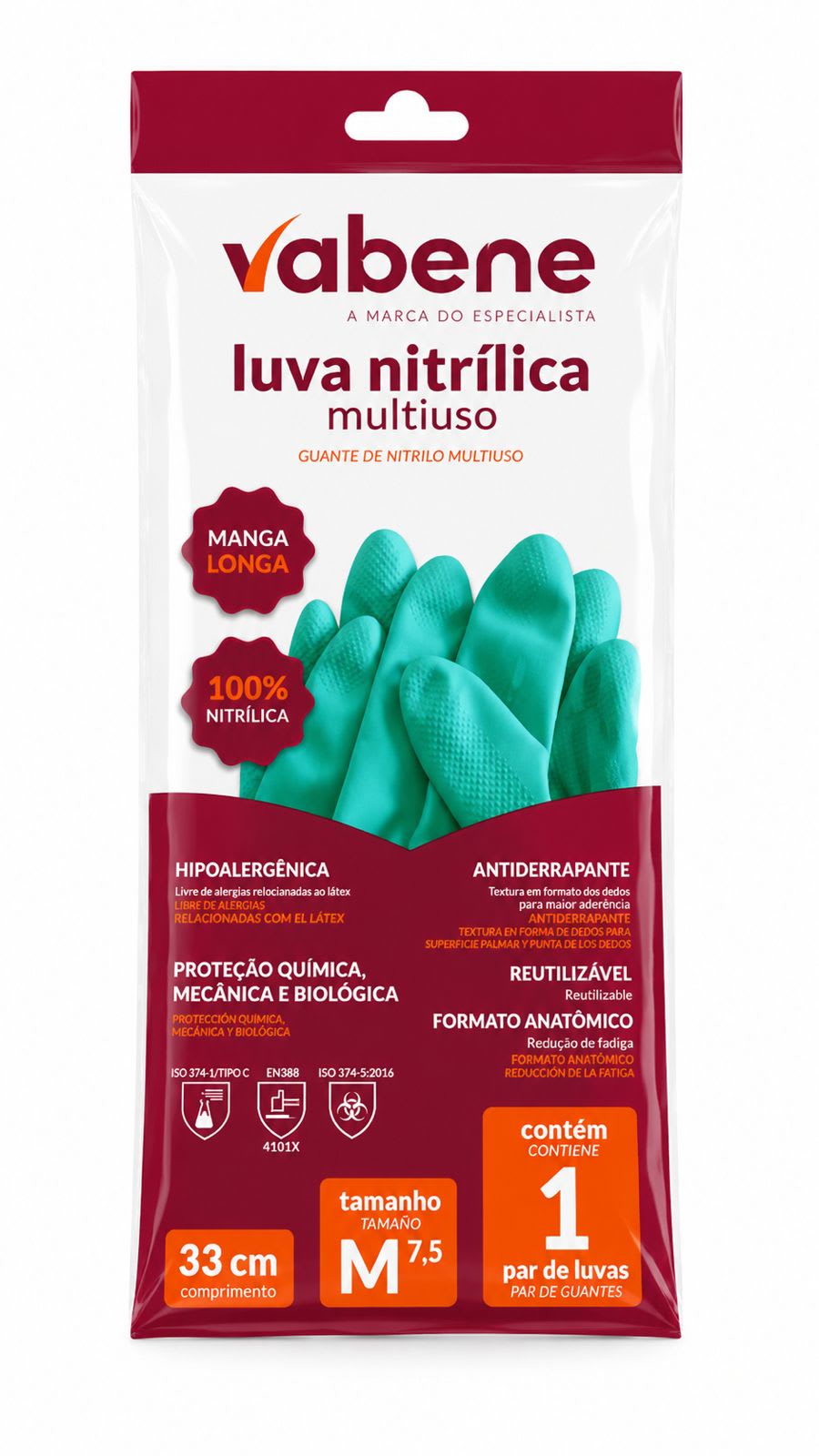 Luva Nitrílica Multiuso Verde M