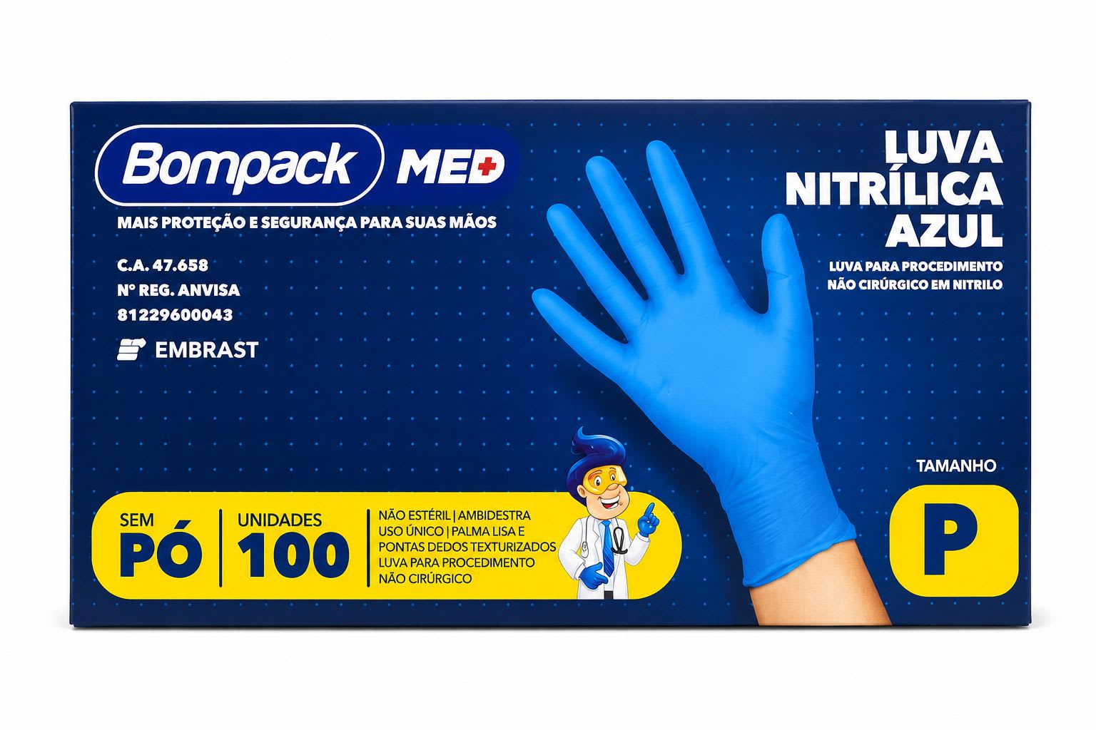 Luva Nitrílica P Azul