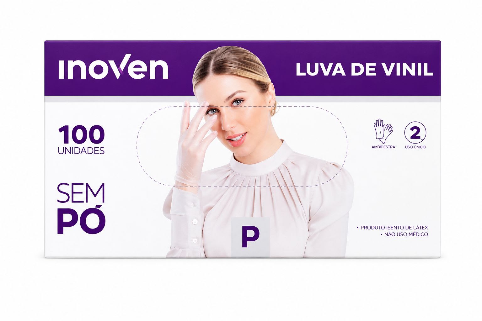 Luva de Vinil Sem Pó P