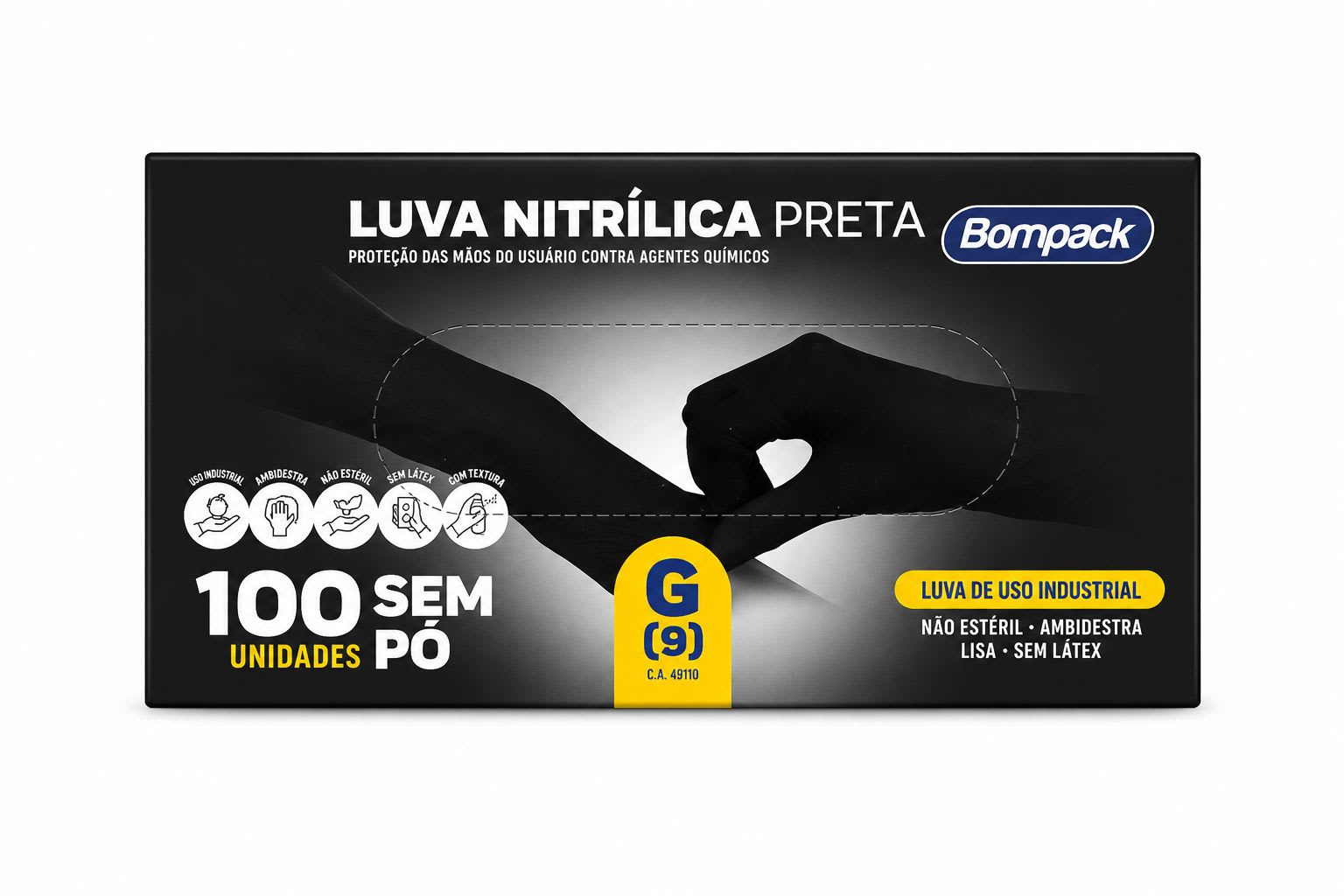 Luva Nitrílica G Preta