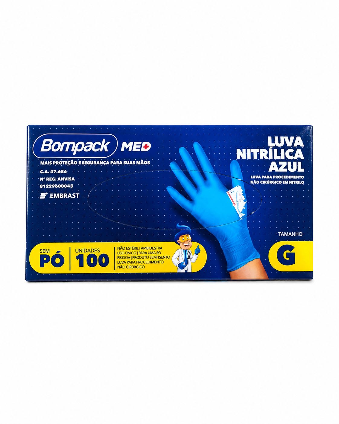 Luva Nitrílica G Sem Pó Azul
