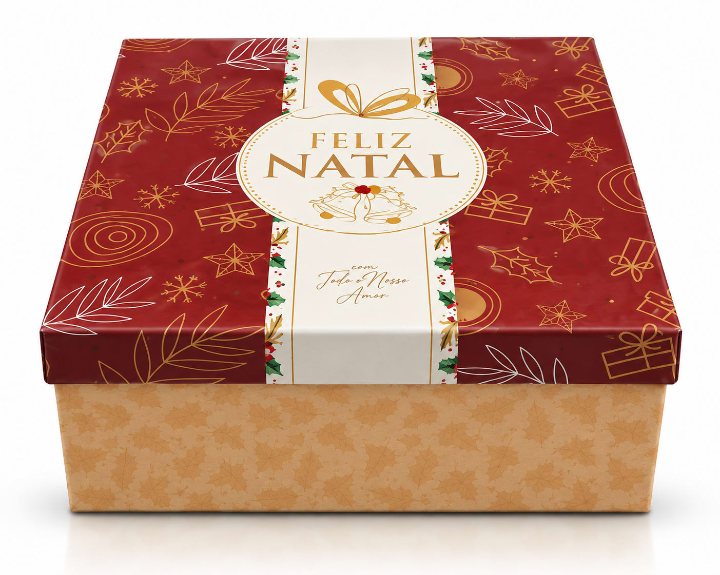 Caixa Feliz Natal com Estampa Floral 27x27x15
