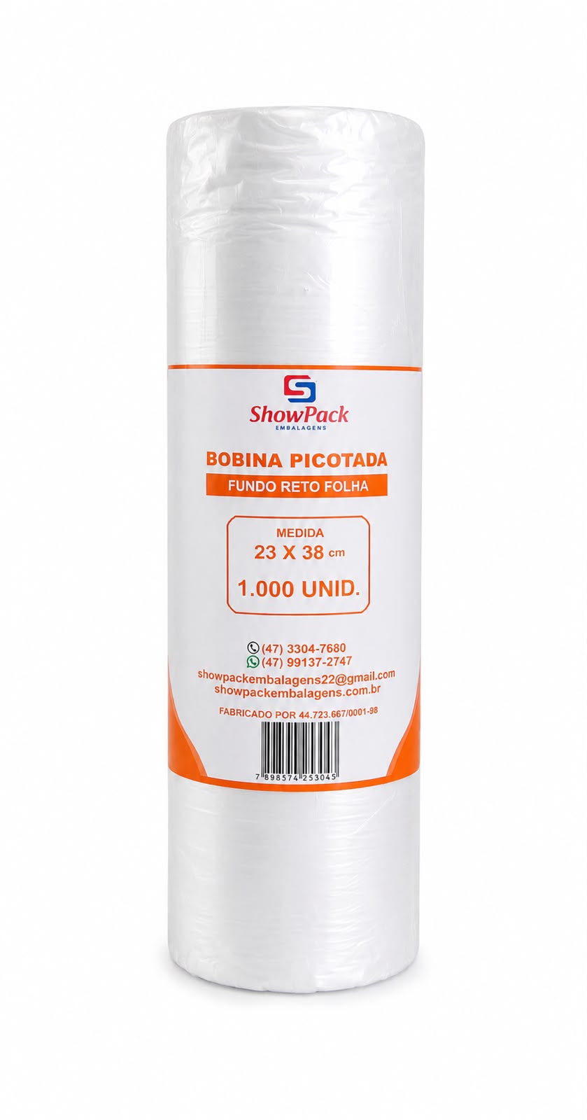 Bobina Picotada Fundo Reto 23x38 1000un